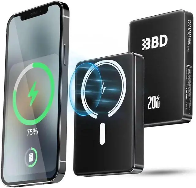 Main image of JAENFONG Magnetic Power Bank for iPhone 12000mAh Magsafe Battery Pack with 20w Fast Charging Slim Magsafe Power Bank USB C in&Out Wireless Portable Charger for iPhone 16/15/14/13/12 Series 1 Pack