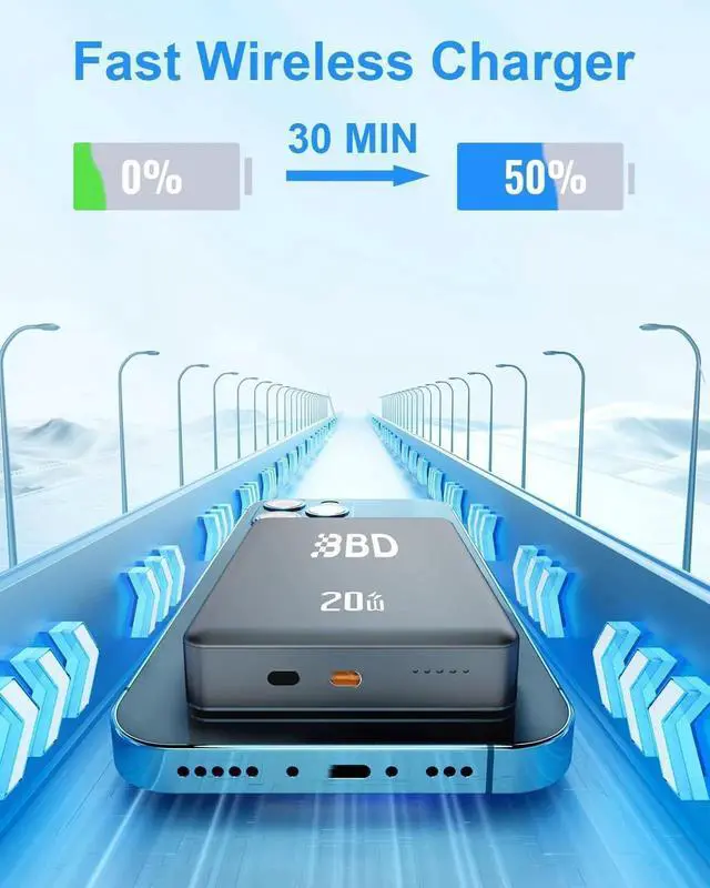 Alt view image 2 of 7 - JAENFONG Magnetic Power Bank for iPhone 12000mAh Magsafe Battery Pack with 20w Fast Charging Slim Magsafe Power Bank USB C in&Out Wireless Portable Charger for iPhone 16/15/14/13/12 Series 1 Pack
