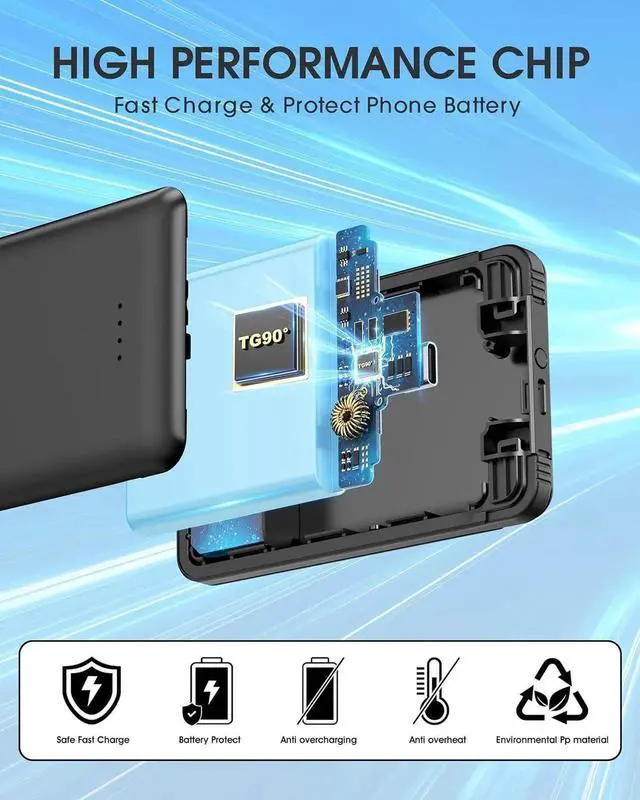 Alt view image 7 of 7 - JAENFONG Portable Charger Power Bank 5000mAh Small Battery Pack with Built-in Foldable AC Wall Plug and Cables Mini Battery Charger Compatible with iPhone 16 15 14 13 12 Google iPad etc