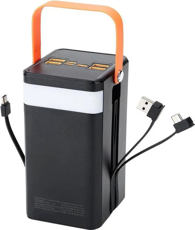 Alt view image 4 of 7 - JAENFONG 70000mAh Power Bank with Built-in Cables 120W Fast Charging Portable Charge