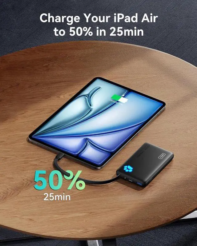 Alt view image 5 of 7 - JAENFONG 45W Portable Charger 10000mAh Built-in USB C Cable Fast Charging Power Bank Small Type C Battery Pack Powerbank for iPhone 16 15 14 13 iPad S25 S24 etc. Travel Camping Essentials