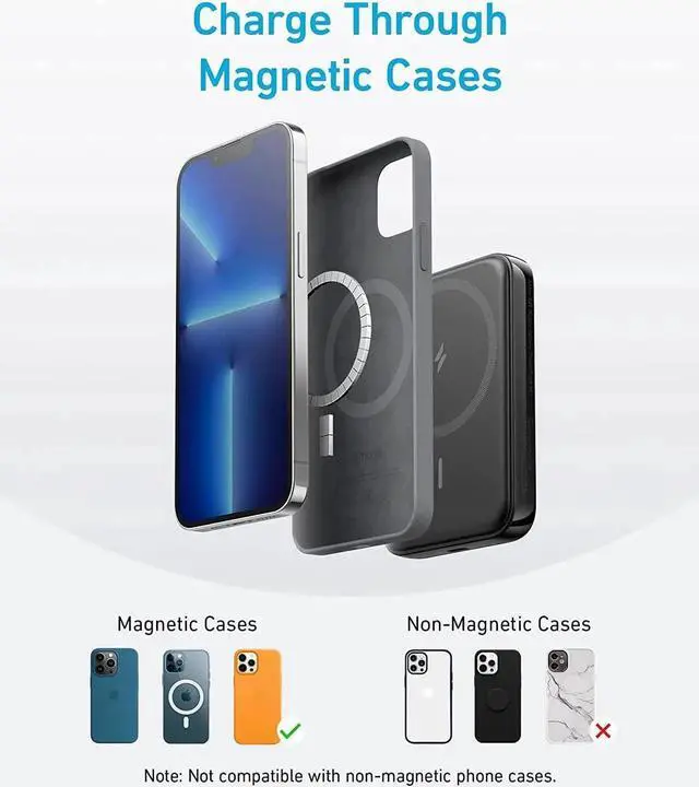 Alt view image 6 of 7 - JAENFONG 321 MagGo Battery (PowerCore Magnetic 5K) 5 000mAh Magnetic Wireless Portable Charger Compatible with iPhone 15/15 Plus/15 Pro/15 Pro Max iPhone 14/13/12 SeriesBlack