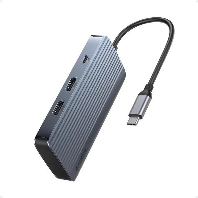 Main image of JAENFONG 7-in-1 USB-C Hub Dual Monitor USB C Docking Station Dual HDMI Display 85W Max Output 10Gbps Data Transfers for XPS ThinkPad T14 Gen2 and More