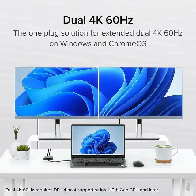 Alt view image 7 of 7 - JAENFONG USB C to HDMI Adapter for Dual Monitors 4K 60Hz Compatible with Windows Chromebook USBC Thunderbolt USB4 Laptops MST Extended Display Type C Multi HDMI Port Adapter Driverless USBC-MSTH2