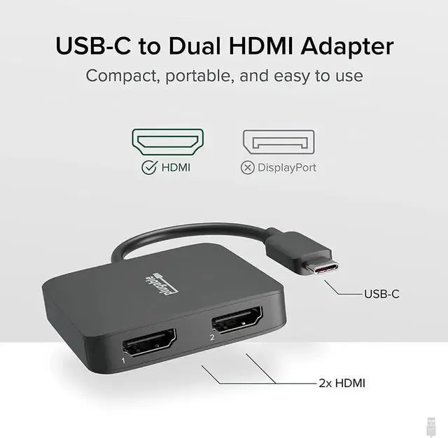 Alt view image 6 of 7 - JAENFONG USB C to HDMI Adapter for Dual Monitors 4K 60Hz Compatible with Windows Chromebook USBC Thunderbolt USB4 Laptops MST Extended Display Type C Multi HDMI Port Adapter Driverless USBC-MSTH2