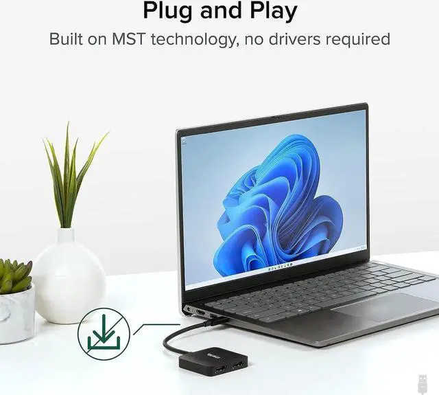 Alt view image 5 of 7 - JAENFONG USB C to HDMI Adapter for Dual Monitors 4K 60Hz Compatible with Windows Chromebook USBC Thunderbolt USB4 Laptops MST Extended Display Type C Multi HDMI Port Adapter Driverless USBC-MSTH2