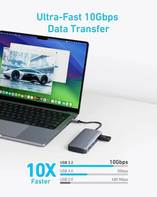 Alt view image 6 of 7 - JAENFONG 7-in-1 USB-C Hub Dual Monitor USB C Docking Station Dual HDMI Display 85W Max Output 10Gbps Data Transfers for XPS ThinkPad T14 Gen2 and More
