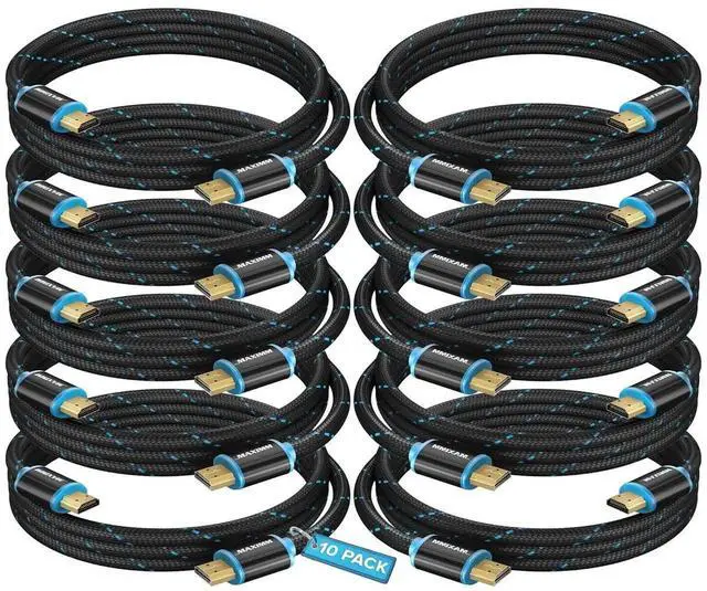 Main image of JAENFONG HDMI Cable 4K Ultra HD 4 Foot (10 Pack) Nylon Braided HDMI 2.0 Cable High Speed 18Gbps 4K60Hz HDR 3D 2160p 1080p HDCP 2.2 ARC HDMI Cables for Monitors HDTV