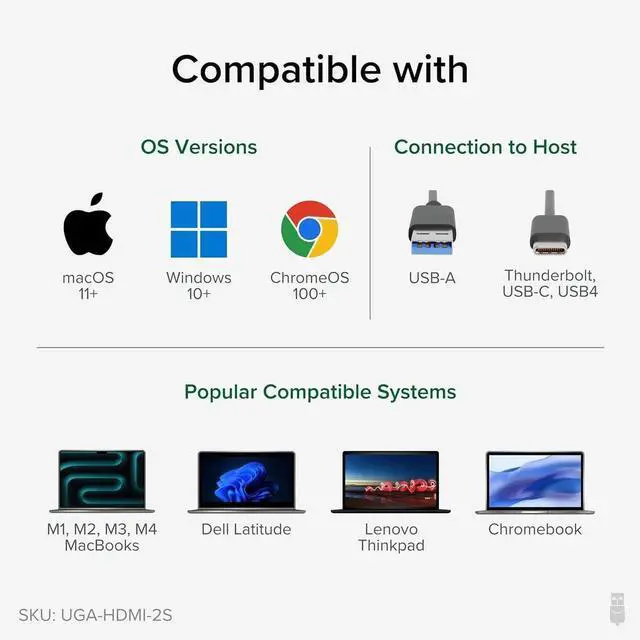 Alt view image 6 of 7 - JAENFONG Dual Monitor Adapter for M1/M2/M3/M4 macOS Systems Windows ChromeOS. Broad Compatibility - Thunderbolt USB-C USB 3.0 to HDMI Adapter for Dual Monitors 1920x1080 @60Hz SMI Driver Required
