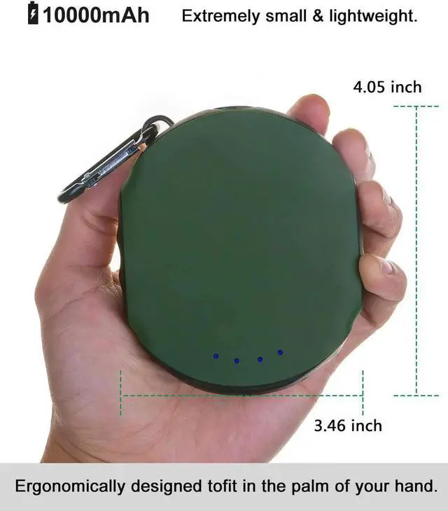 Alt view image 2 of 7 - JAENFONG Waterproof Portable Charger 10000mAh Outdoor Power Bank One of The Smallest and Lightest Battery Pack LED Compass High-Speed ??Charge Compatible for iPhone Android -Green
