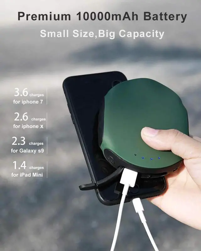 Alt view image 3 of 7 - JAENFONG Waterproof Portable Charger 10000mAh Outdoor Power Bank One of The Smallest and Lightest Battery Pack LED Compass High-Speed ??Charge Compatible for iPhone Android -Green