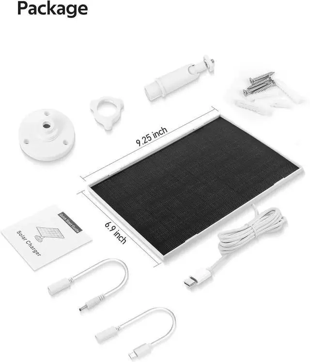 Alt view image 7 of 7 - JAENFONG 2 Pack Ring Solar Panels Charger 6.5W Solar Panels Supply for Security Camera Waterproof Solar Panel Charger with Type-C Micro USB and DC Port 360°Adjustable Mounting