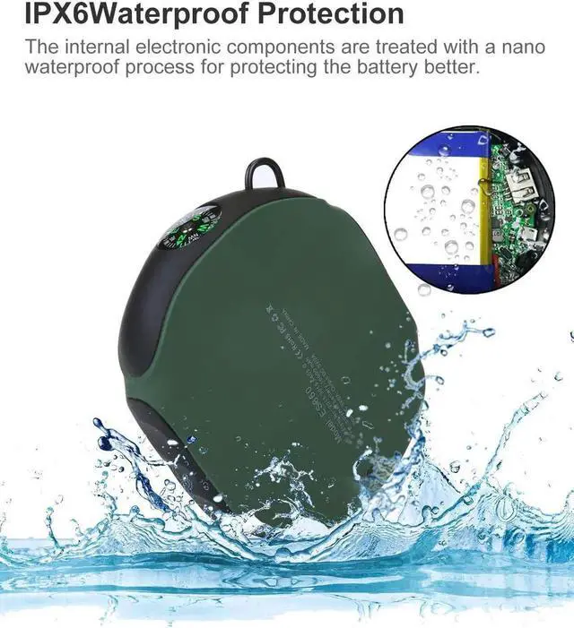 Alt view image 6 of 7 - JAENFONG Waterproof Portable Charger 10000mAh Outdoor Power Bank One of The Smallest and Lightest Battery Pack LED Compass High-Speed ??Charge Compatible for iPhone Android -Green