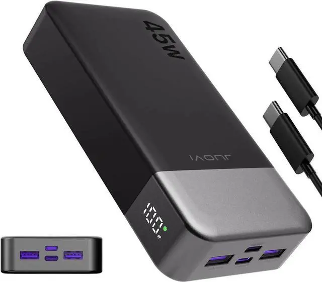 Main image of JAENFONG Portable Power Bank 20000mAh 45W Portable Charger PD3.0 QC4.0 Fast Charging with LED Display 2 USB-C 2 USB-A Battery Pack for iPhone 15 14 13 Series MacBook Galaxy iPad and More (Black)