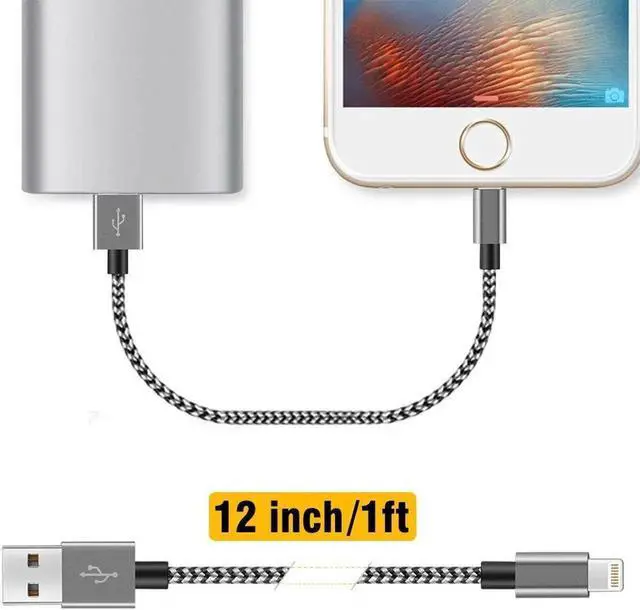 Alt view image 2 of 7 - JAENFONG Short i-Phone Charger Cable 4Pack 1FT USB A to Lightning Cable Braided Fast Charging for iPhone 14 13 12 11 Pro Max/XS XR Max 8 7 6 Plus/ Pad for Car