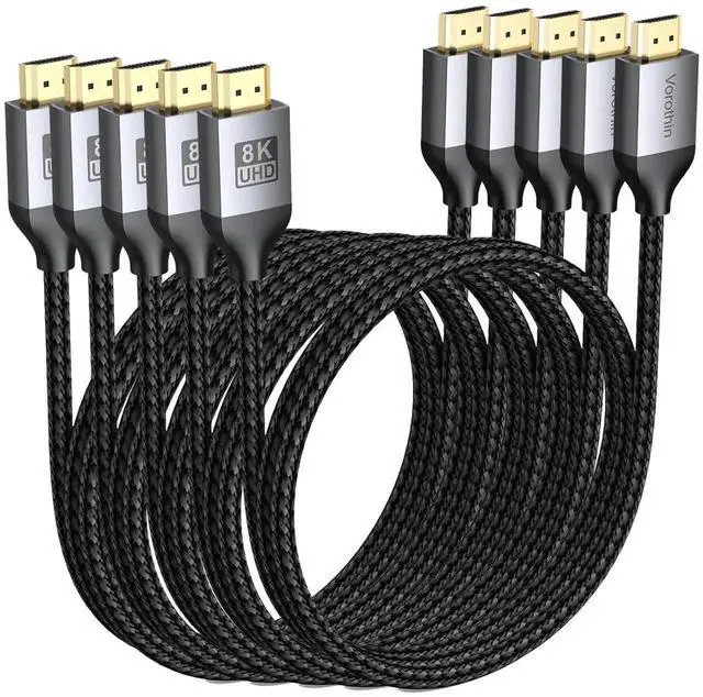 Main image of JAENFONG 8K HDMI Cable 6FT 5-Pack High Speed HDMI eARC/ARC Cord 48Gbps Shielded CL3 Rated HDMI Cable 8K@60Hz 4K@144Hz/120Hz HDR10+ for TVSoundbar Gaming Monitor Laptop Graphics Card Camera