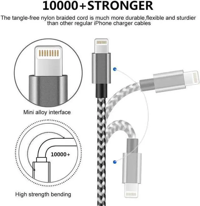 Alt view image 7 of 7 - JAENFONG Short i-Phone Charger Cable 4Pack 1FT USB A to Lightning Cable Braided Fast Charging for iPhone 14 13 12 11 Pro Max/XS XR Max 8 7 6 Plus/ Pad for Car