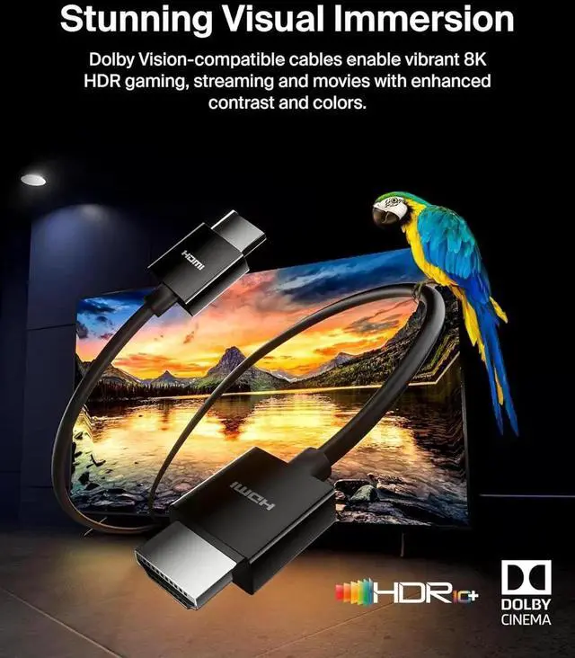 Alt view image 7 of 7 - JAENFONG Ultra HD HDMI 2.1 Cable 6.6ft/2M 4K Ultra High Speed HDMI Cable 48Gbps HDMI 2.1 Cord Dolby Vision HDR & 8K @60Hz 10K Streaming - Compatible w/ Playstation PS4 PS5 Xbox Series X & More