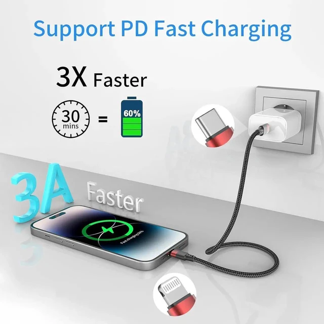 Alt view image 6 of 7 - JAENFONG 6 inch USB C to Lightning Cable Short 3 Pack USB C iPhone Charger Cable MFi Certified Braided 0.5ft Type C to Lightning Cable Fast Charging for iPhone 14 13 12 11 Pro Max XR XS SE