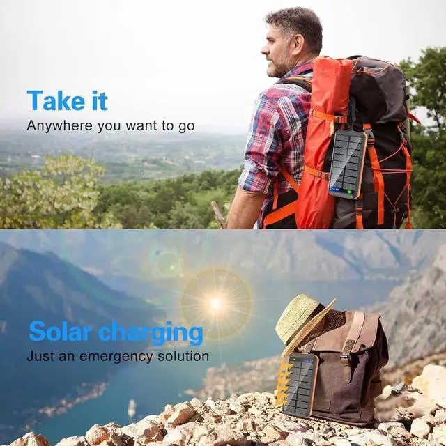 Alt view image 6 of 7 - Power-Bank-Solar-Charger-Wireless Charger 33800mAh Portable Charger 20W Fast Charging External Battery for All Mobile Devices Three Inputs Solar Portable Charger with Dual Flashlights (Orange)