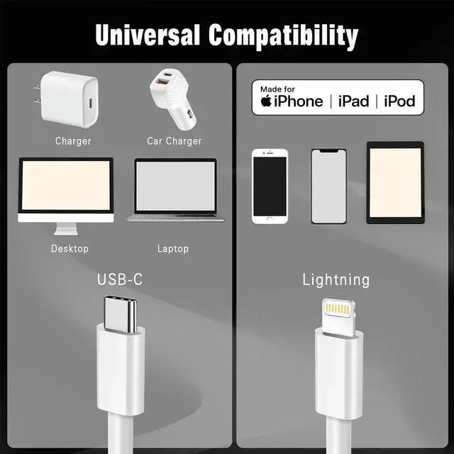 Alt view image 2 of 7 - JAENFONG USB C to Lightning Cable Carplay Cable 3FT Car iPhone Charger Fast Charging Cord for iPhone 14 13 12 11 Pro Max XR XS X 8 Plus Car Charging Cord