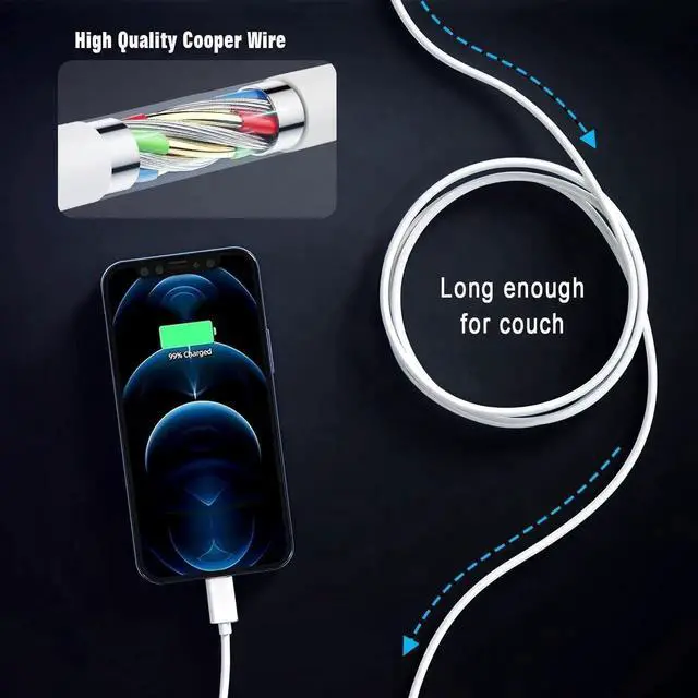 Alt view image 5 of 7 - JAENFONG USB C to Lightning Cable Carplay Cable 3FT Car iPhone Charger Fast Charging Cord for iPhone 14 13 12 11 Pro Max XR XS X 8 Plus Car Charging Cord