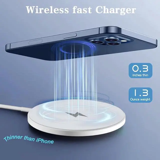 Alt view image 6 of 7 - Magnetic Wireless Charger 2Pack 10FT Magsafe Charger Fast Mag-Safe Charging Wireless iPhone Charger Pad with Charging Plug for iPhone 16Pro Max/16Pro/16Plus/15Pro Max/15/14/13/12/AirPods3/Pro 2