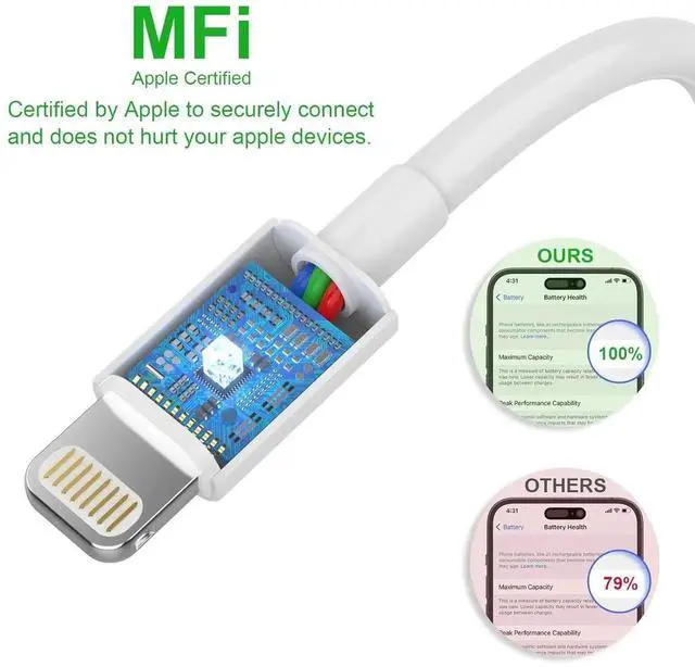Alt view image 6 of 7 - JAENFONG 5Pack MFi Certified USB C to Lightning Cable 6FT - Fast Charging for iPhone 14 to 8