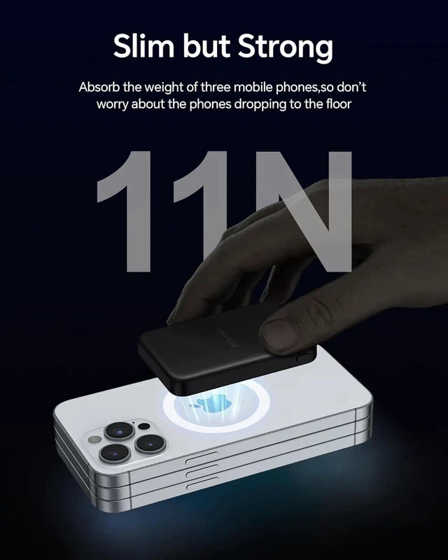 Alt view image 2 of 6 - Wireless Power Bank 10000mAh Fast Charging Slim Magnetic Portable Charger USB C PD 22.5W Small LED Display Battery Pack for Mag-Safe/ iPhone16/15/14/13/12 /11 (Black)