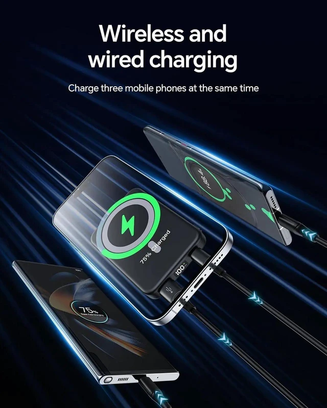 Alt view image 4 of 6 - Wireless Power Bank 10000mAh Fast Charging Slim Magnetic Portable Charger USB C PD 22.5W Small LED Display Battery Pack for Mag-Safe/ iPhone16/15/14/13/12 /11 (Black)