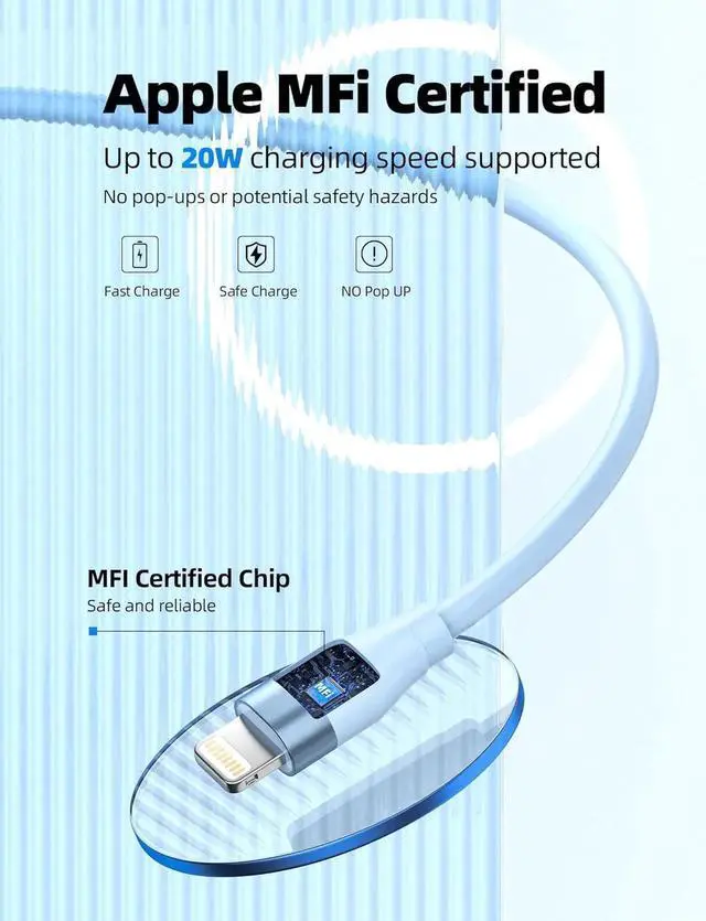 Alt view image 2 of 6 - JAENFONG USB C to Lightning Cable 3 Pack 6FT MFi Certified iPhone Fast Charger Type C to Lightning Cord for iPhone 14 13 12 11 Pro Max Xr Xs 8 and More