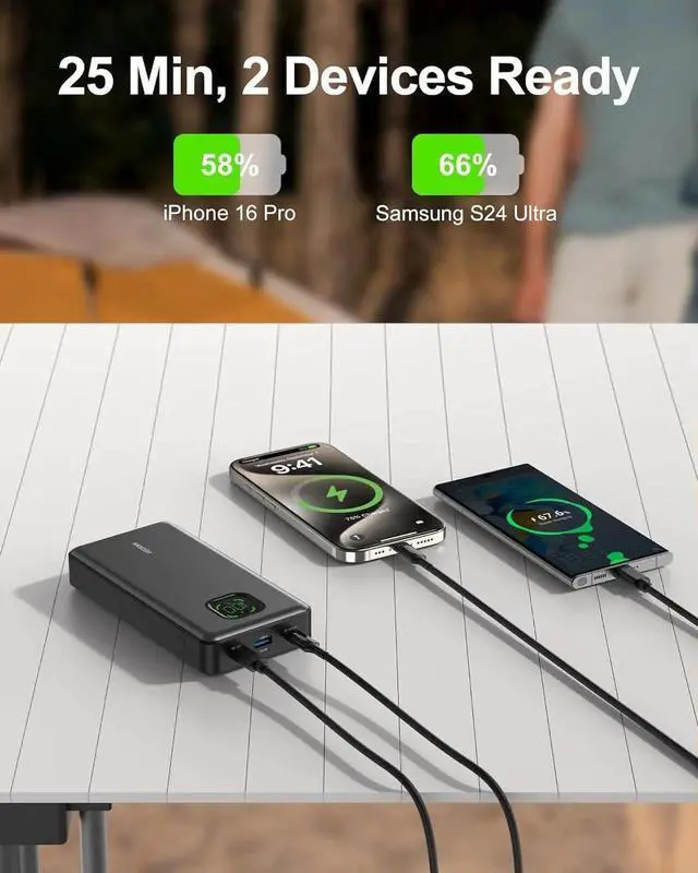 Alt view image 7 of 7 - JAENFONG 65W Power Bank 25000mAh Travel Essential USB C Laptop Portable Charger 100W Total Fast Charging Battery Pack for MacBook XPS iPad Tablet Steam Deck iPhone 16/15 Series Switch and More