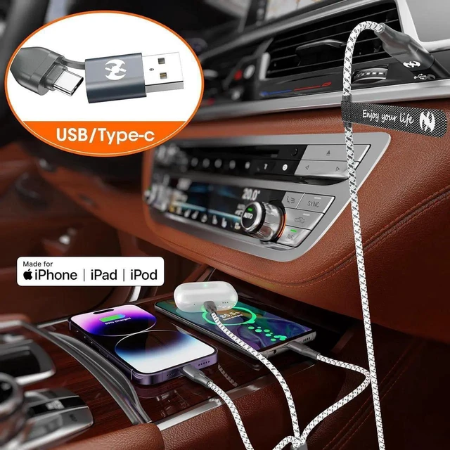 Alt view image 3 of 6 - JAENFONG Multi Charging Cable (3Pack 4ft) 3 in 1 Charging Cable Travel Essentials Nylon Braided Cord USB A/C Port iPhone Charger Cord with Type C Micro Lightning USB for iPhone Android Phone