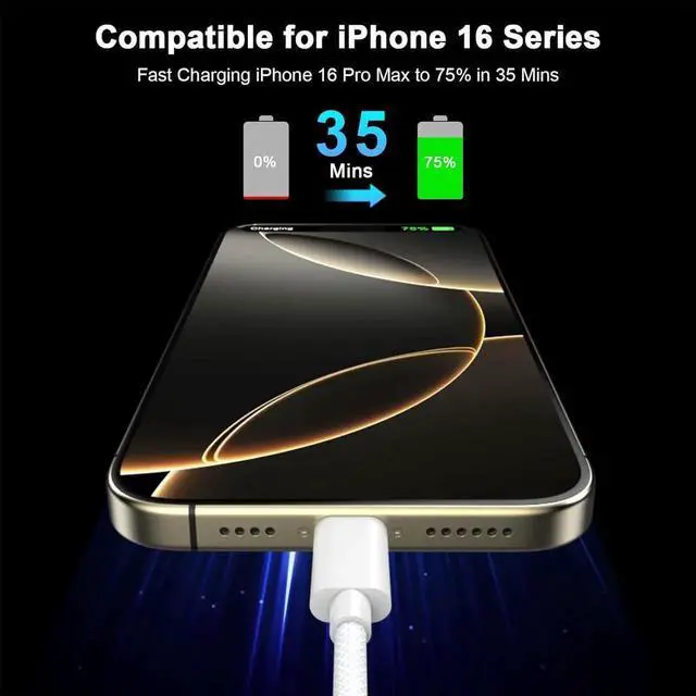 Alt view image 5 of 7 - USB C to USB C Charging Cable 10FT 2 Pack 60W Type C Charger Fast Charging Cable Nylon Braided 10FT Long Type C Charger Cord for iPhone 16/16 Plus/16 Pro/16 Pro Max/15/15 Pro/15 Pro Max iPad Pro