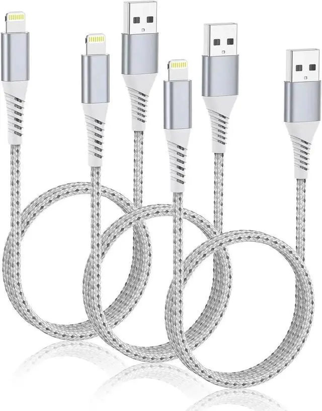 Main image of 2FT Short iPhone Charger Cord 3 Pack 2 Foot USB A to Lightning Cable Braided MFi Certified 2 FT iPhone Cable Fast Charging for iPhone 14 13 12 11 Pro Max iPad AirPods Short Lightning Cord for Car