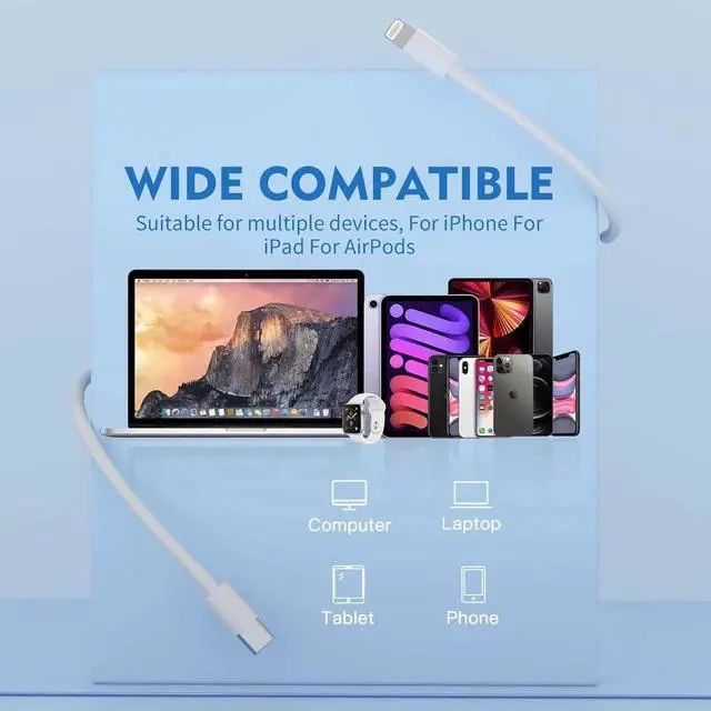 Alt view image 2 of 7 - JAENFONG USB C to Lightning Cable MFi Certified 5 Pack/6 FT iPhone Charger Fast Charging White Flow Silicone Cord for iPhone 14 13 12 11 Pro Max Xr Xs 8