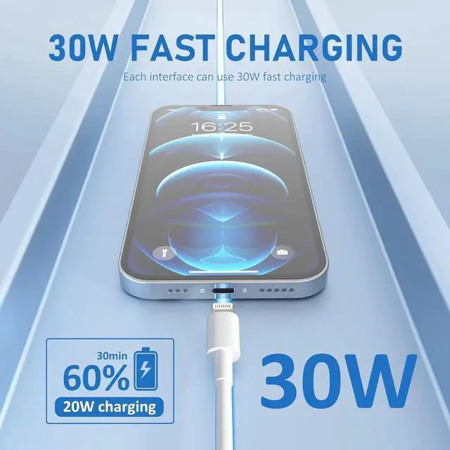 Alt view image 7 of 7 - JAENFONG USB C to Lightning Cable MFi Certified 5 Pack/6 FT iPhone Charger Fast Charging White Flow Silicone Cord for iPhone 14 13 12 11 Pro Max Xr Xs 8
