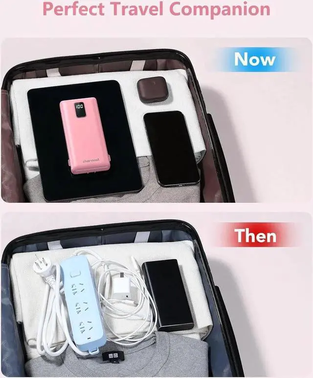 Alt view image 6 of 6 - JAENFONG Charmast Portable Charger with Built-in Cables & Wall Plug 10000mAh Portable Power Bank External Battery Pack Travel Essentials Compatible with iPhone 16/15/14/13 iPad etc