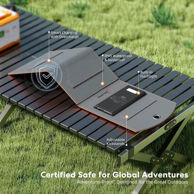 Alt view image 2 of 7 - JAENFONG 10000mah Solar Charger Power Bank 30W Foldable Portable Solar Panel Fast Charging with 1 Type-C & 2 USB-A Ports Ipx5 Waterproof for Phone Tablets & Multiple Devices Camping Outdoor Use