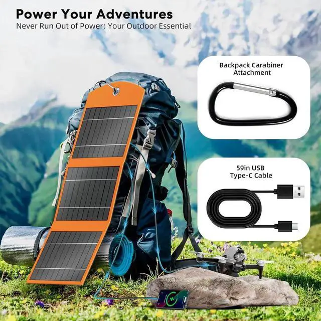 Alt view image 7 of 7 - JAENFONG 10000mah Solar Charger Power Bank 30W Foldable Portable Solar Panel Fast Charging with 1 Type-C & 2 USB-A Ports Ipx5 Waterproof for Phone Tablets & Multiple Devices Camping Outdoor Use