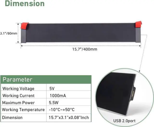 Alt view image 6 of 7 - JAENFONG USB Solar Panel - Small Solar Panel Charger 5v 5.5W with High Performance Monocrystalline for Motorized Blinds Windows Doorbell Security Camera Smart Phone