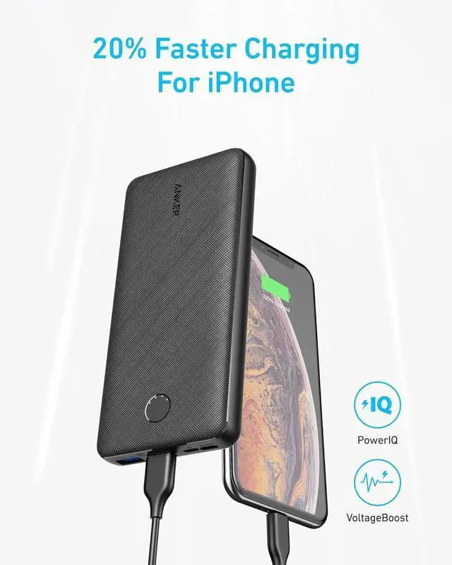 Alt view image 5 of 5 - JAENFONG Portable Charger 325 Power Bank (PowerCore Essential 20K) 20K Battery Pack with 15W Charging PowerIQ 2 USB-A 1 Micro USB Two-Way USB-C Ports for iPhone Series AirPods and More (Black)