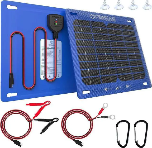 Main image of JAENFONG 7.5W 12V Solar Panel Battery Charger Portable Waterproof Power Trickle Battery Charger & Maintainer for Car Boat Automotive RV with Cigarette Lighter Plug & Alligator Clip