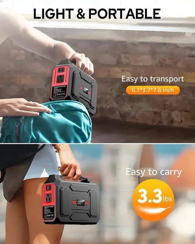 Alt view image 2 of 7 - JAENFONG 146Wh Portable Power Station Bank 200W Peak(100W Rated) Solar Powered Power Bank with AC Outlet 110V 39600mAh USB QC3.0 Fasting Charging LED Flashlights for Home Camping Emergency