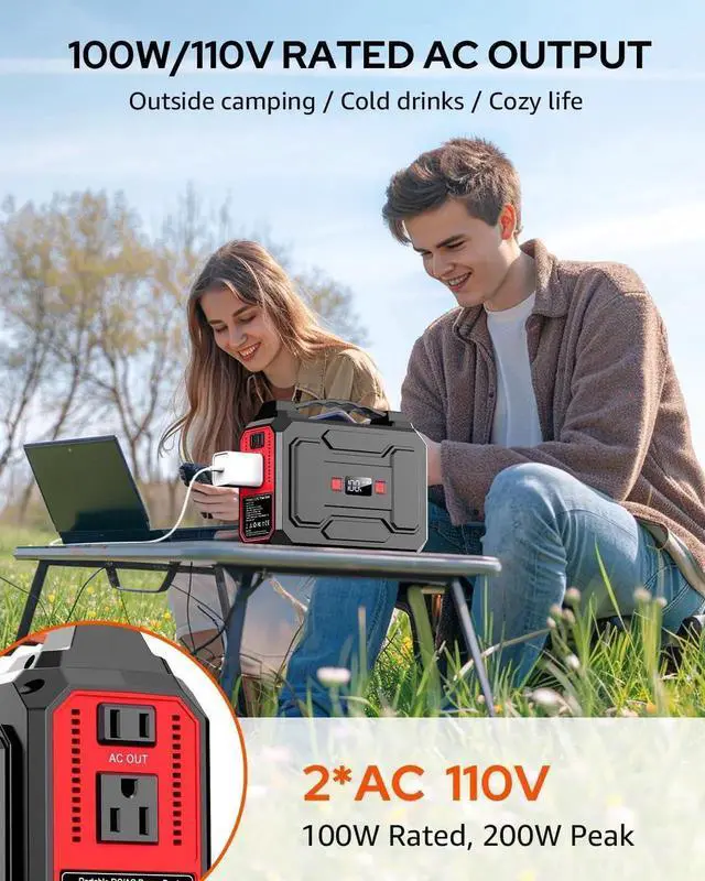 Alt view image 5 of 7 - JAENFONG 146Wh Portable Power Station Bank 200W Peak(100W Rated) Solar Powered Power Bank with AC Outlet 110V 39600mAh USB QC3.0 Fasting Charging LED Flashlights for Home Camping Emergency