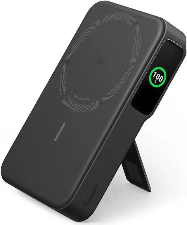 Main image of JAENFONG MagGo Power Bank Qi2 Certified 15W Ultra-Fast MagSafe-Compatible Portable Charger 10 000mAh Battery Pack with Smart Display & Foldable Stand For iPhone 15/14/13 Only (USB-C Cable Included)