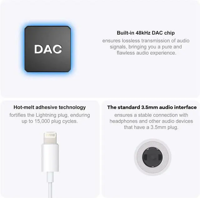 Alt view image 2 of 7 - JAENFONG Lightning to 3.5mm Headphone Adapter for iPhone - 2 Pack Hi-Res iPhone Aux Adapter Converter Jack Dongle Audio Aux Cord for iPhone 14 13 12 11 X XS White