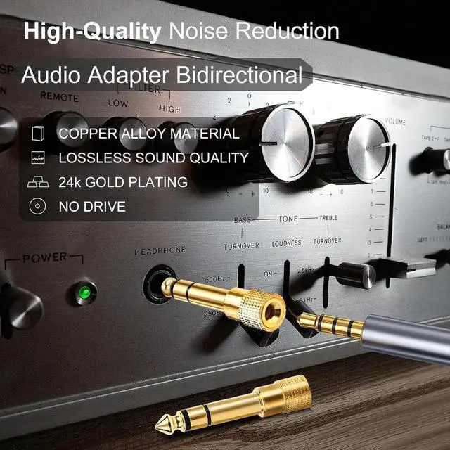 Alt view image 2 of 7 - JAENFONG 5-Pack 3.5mm to 1/4 Adapter Gold Plated Headphone Jack Adapters 1/4 to 3.5mm Adapter Stereo Audio Headphone Adapters for Aux Cable Headphones Piano Drums Guitar Amplifier