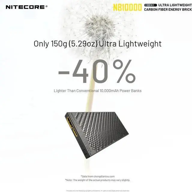 Alt view image 2 of 7 - JAENFONG NB10000 Gen II (Gen 2) Ultra-Slim Power Bank 10000mAh QC Quick-Charge USB and USB-C Dual Outputs with Cables for Phones Flashlights and Headlamps (Black) Dual Cable Bundle