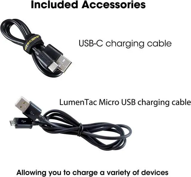 Alt view image 4 of 7 - JAENFONG NB10000 Gen II (Gen 2) Ultra-Slim Power Bank 10000mAh QC Quick-Charge USB and USB-C Dual Outputs with Cables for Phones Flashlights and Headlamps (Black) Dual Cable Bundle